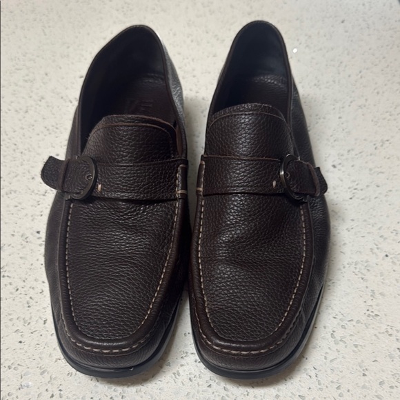 Salvatore Ferragamo Espresso Leather Slip-Ons